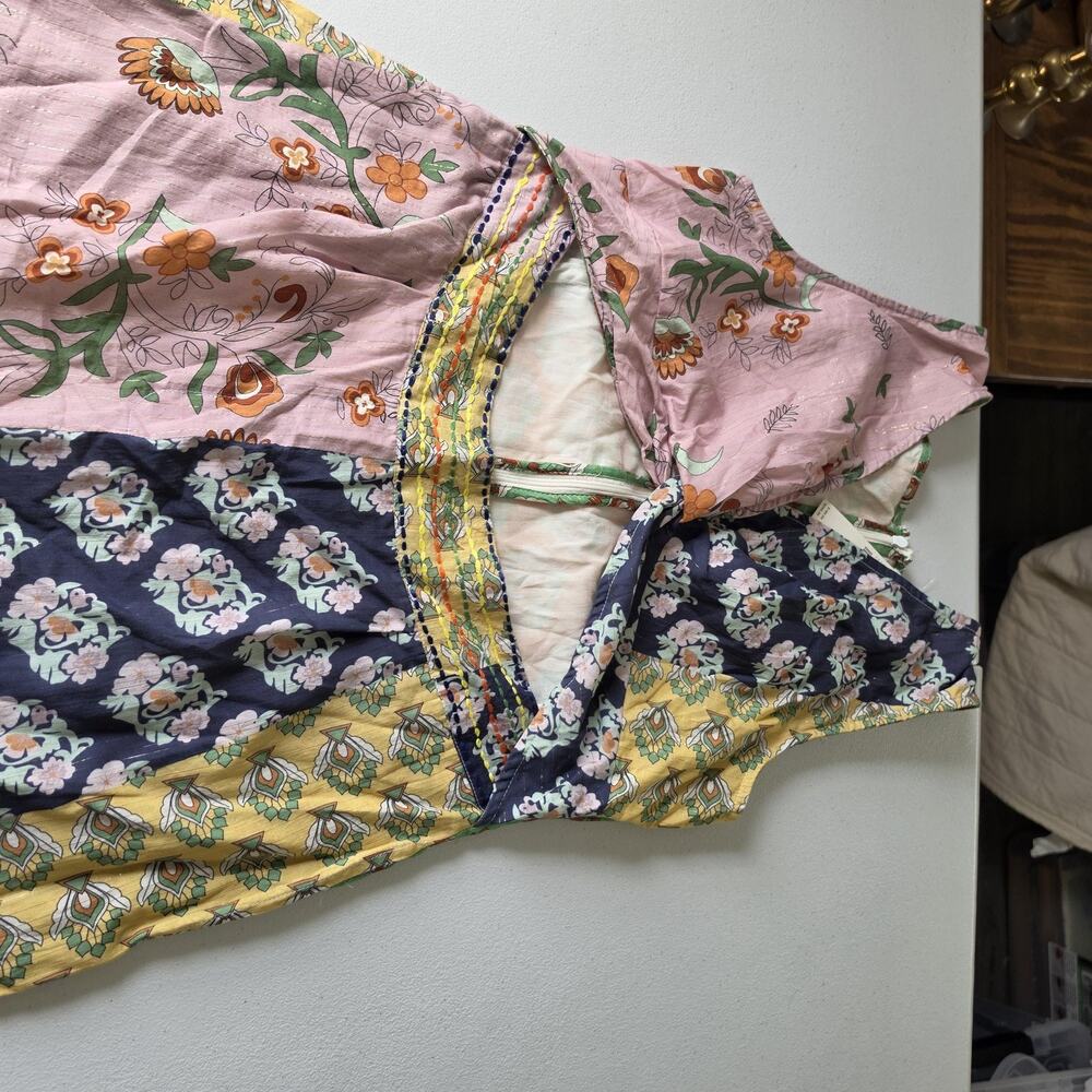 Floral Patchwork Wide-Leg Jumpsuit in Pink, Navy & Yellow - Picture 5 of 14